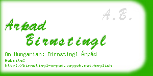 arpad birnstingl business card